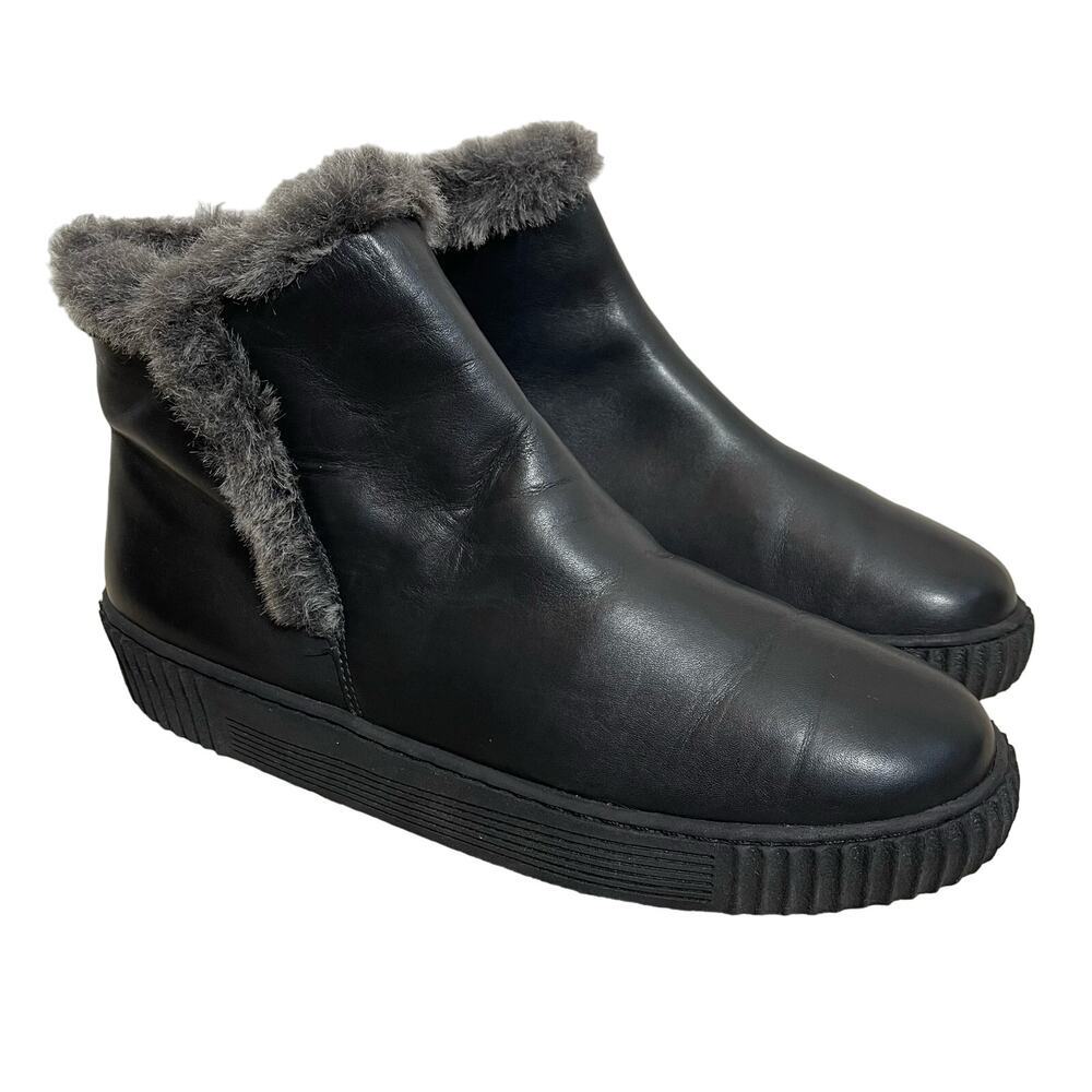 Mobils By Mephisto Elfia Women's Ankle Boots Leather Upper Faux Fur Trim Sz 10